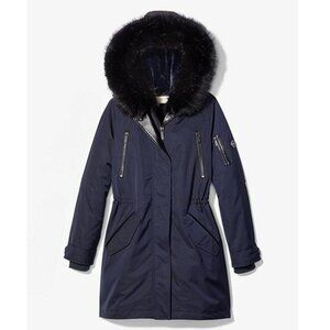 Michael Kors Fur-lined Waterproof Parka, Dark Blue, XXS, New